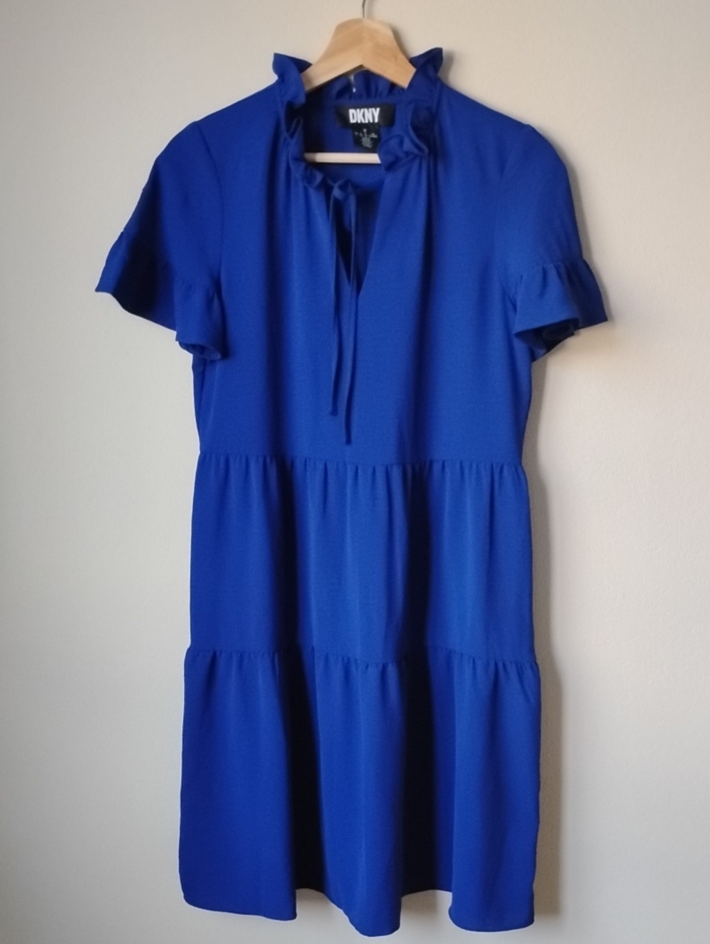DKNY Cobalt Blue Short Ruffle-Tier Over The Knee Dress